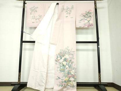 平和屋着物●本加賀友禅作家 染元千紅代表 寺西一紘 訪問着 飾花鳥文 正絹 逸品 DAAQ2977ps