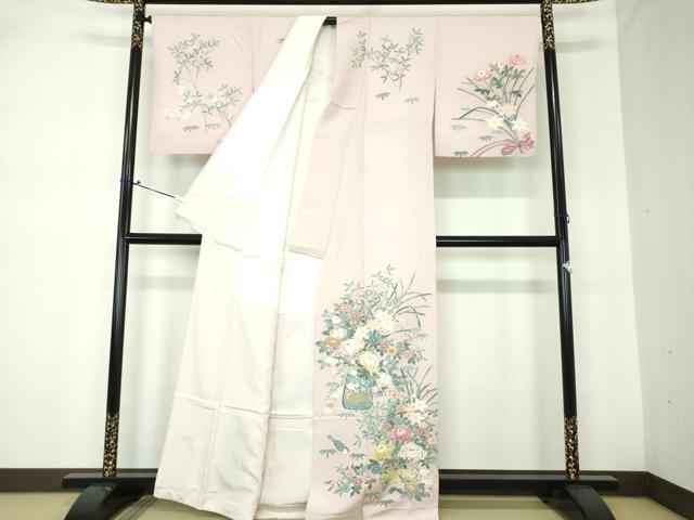 平和屋着物●本加賀友禅作家 染元千紅代表 寺西一紘 訪問着 飾花鳥文 正絹 逸品 DAAQ2977ps