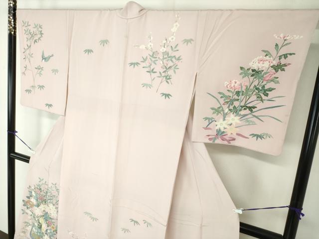 平和屋着物●本加賀友禅作家 染元千紅代表 寺西一紘 訪問着 飾花鳥文 正絹 逸品 DAAQ2977ps