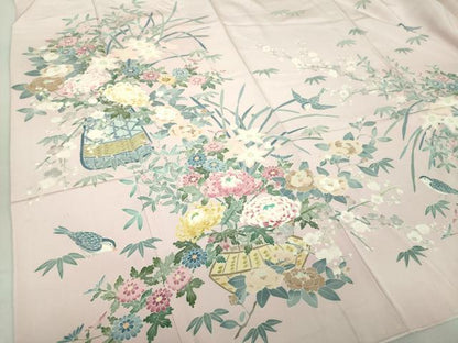 平和屋着物●本加賀友禅作家 染元千紅代表 寺西一紘 訪問着 飾花鳥文 正絹 逸品 DAAQ2977ps