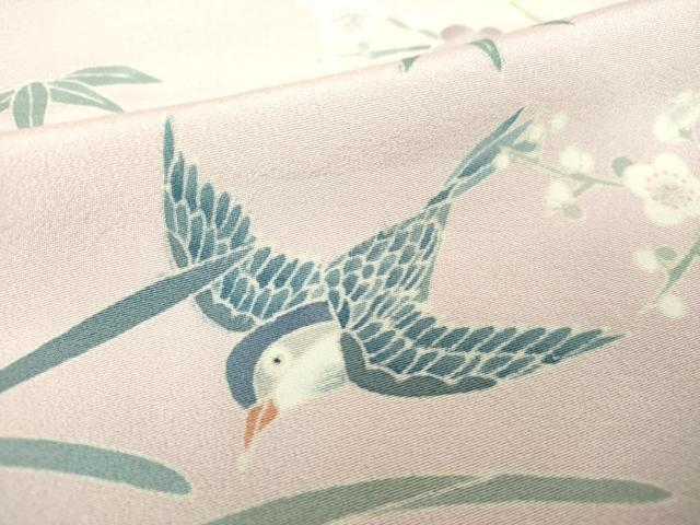 平和屋着物●本加賀友禅作家 染元千紅代表 寺西一紘 訪問着 飾花鳥文 正絹 逸品 DAAQ2977ps