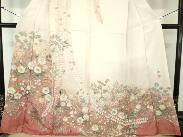 平和屋着物●吉乃一廉 幻の辻が花 訪問着 絞り 辻が花 暈し染め 銀通し地 正絹 逸品 DAAQ2985ps