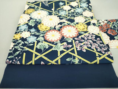 平和屋着物●塩瀬 全通柄九寸名古屋帯 草花文 正絹 逸品 未使用 DAAQ3011ps