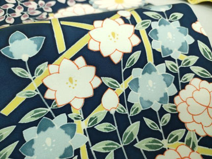 平和屋着物●塩瀬 全通柄九寸名古屋帯 草花文 正絹 逸品 未使用 DAAQ3011ps