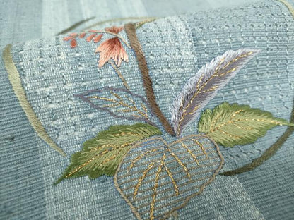 平和屋着物●中国三大刺繍　スワトウ刺繍　汕頭刺繍　総刺繍　九寸名古屋帯　紬地　草花文　金糸　正絹　逸品　DAAQ3013ps
