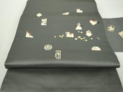 平和屋着物●九寸名古屋帯 総刺繍 十二支 干支 金糸 正絹 逸品 DAAQ3022ps