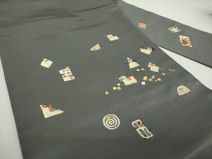 平和屋着物●九寸名古屋帯 総刺繍 十二支 干支 金糸 正絹 逸品 DAAQ3022ps