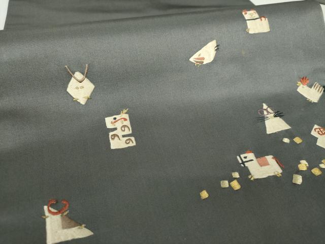 平和屋着物●九寸名古屋帯 総刺繍 十二支 干支 金糸 正絹 逸品 DAAQ3022ps