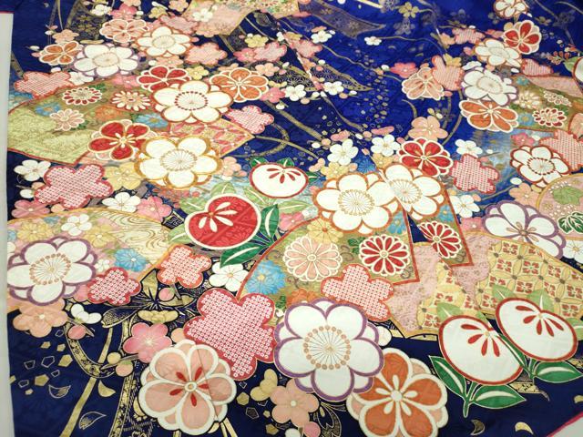 平和屋着物●豪華振袖　駒刺繍　地紙吉祥花文　暈し染め　金彩　正絹　逸品　DAAQ3084ps