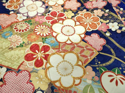 平和屋着物●豪華振袖　駒刺繍　地紙吉祥花文　暈し染め　金彩　正絹　逸品　DAAQ3084ps