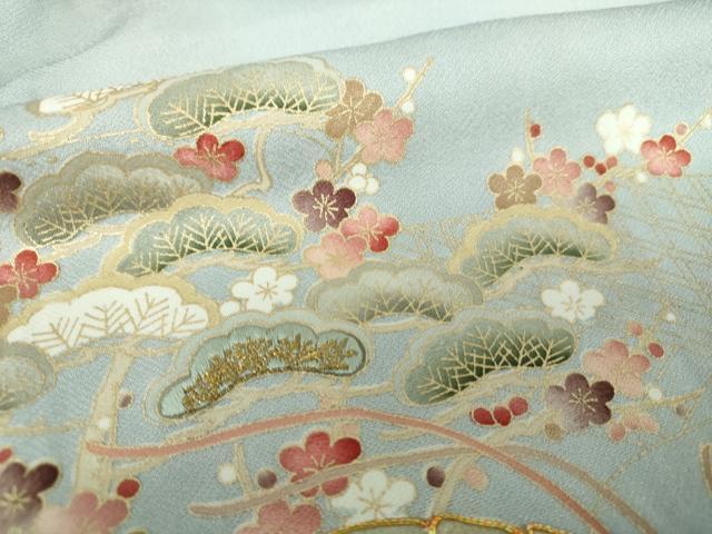 平和屋着物●豪華色留袖 駒刺繍 松竹梅 流水檜扇花文 金彩 正絹 逸品 未使用 DAAQ3113ps