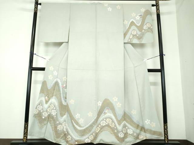 平和屋着物●訪問着 絞り 刺繍 草花文 金彩 正絹 逸品 DAAQ3148ps