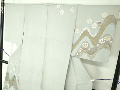 平和屋着物●訪問着 絞り 刺繍 草花文 金彩 正絹 逸品 DAAQ3148ps