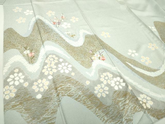 平和屋着物●訪問着 絞り 刺繍 草花文 金彩 正絹 逸品 DAAQ3148ps
