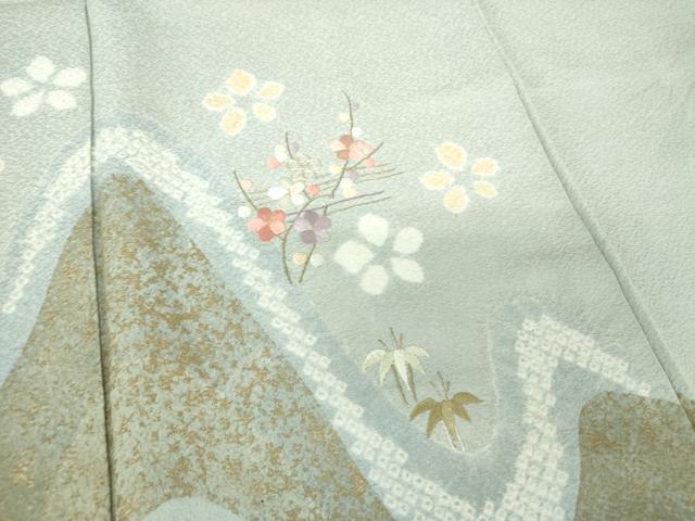 平和屋着物●訪問着 絞り 刺繍 草花文 金彩 正絹 逸品 DAAQ3148ps