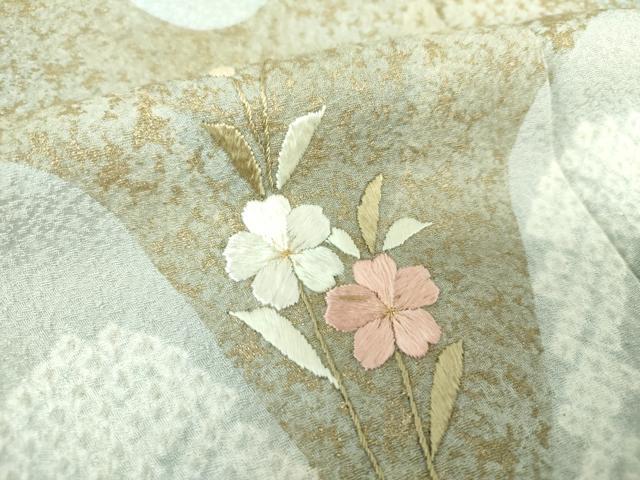 平和屋着物●訪問着 絞り 刺繍 草花文 金彩 正絹 逸品 DAAQ3148ps