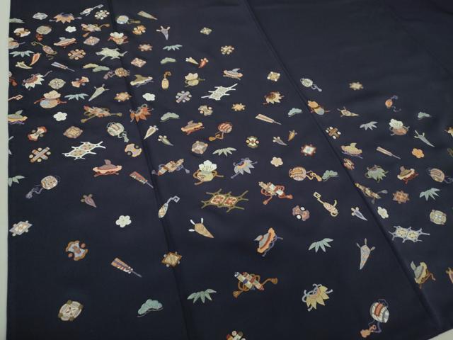 平和屋着物●訪問着　総刺繍　宝尽くし　金糸　正絹　逸品　DAAQ3151ps