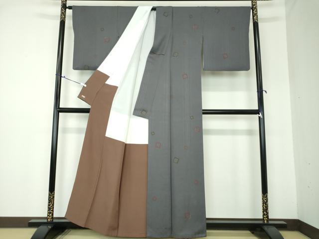 平和屋着物●上質な小紋 四角 金彩 三越扱い 正絹 逸品 DAAQ3152ps