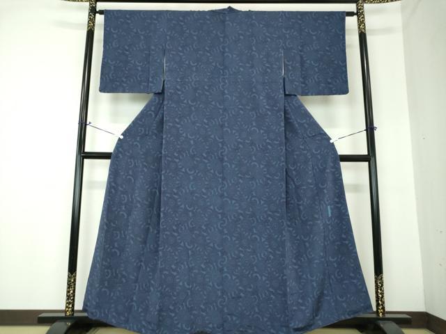 平和屋着物●重要無形文化財　人間国宝　中村勇二郎　江戸小紋　古代菊　鬼しぼ縮緬　正絹　逸品　DAAQ3157ps 平和屋着物○重要無形文化財 人間国宝 中村勇二郎 江戸小紋 古代