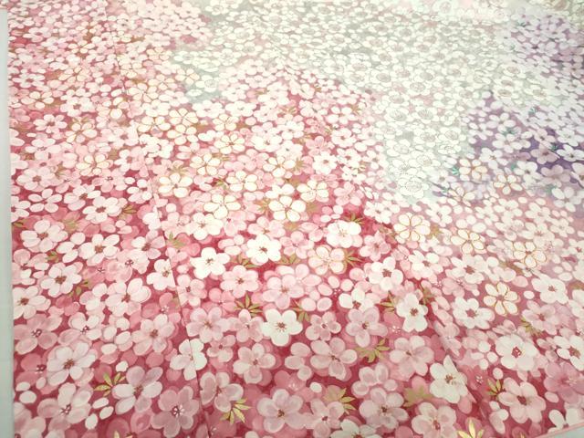 平和屋着物●紫綬褒章 巨匠『岩田専太郎』 振袖 駒刺繍 舞梅 暈し染め 金彩 正絹 逸品 DAAQ3160ps