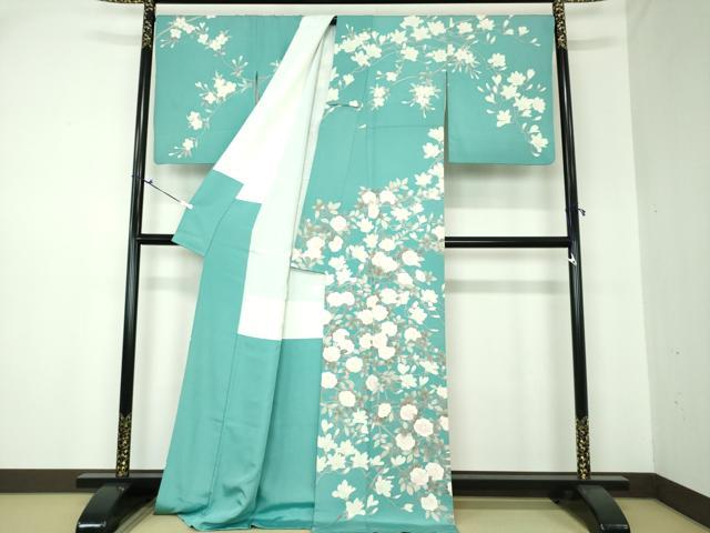 平和屋着物●訪問着 枝垂れ桜 木蓮 椿 ロング丈 正絹 逸品 DAAQ3172ps