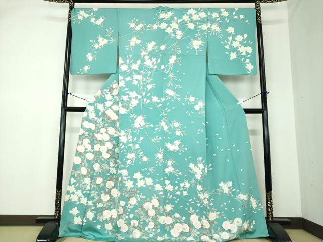 平和屋着物●訪問着 枝垂れ桜 木蓮 椿 ロング丈 正絹 逸品 DAAQ3172ps