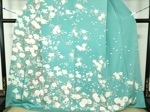 平和屋着物●訪問着 枝垂れ桜 木蓮 椿 ロング丈 正絹 逸品 DAAQ3172ps