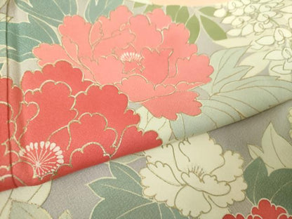 平和屋着物●訪問着　草花文　金彩　正絹　逸品　DAAQ3208ps