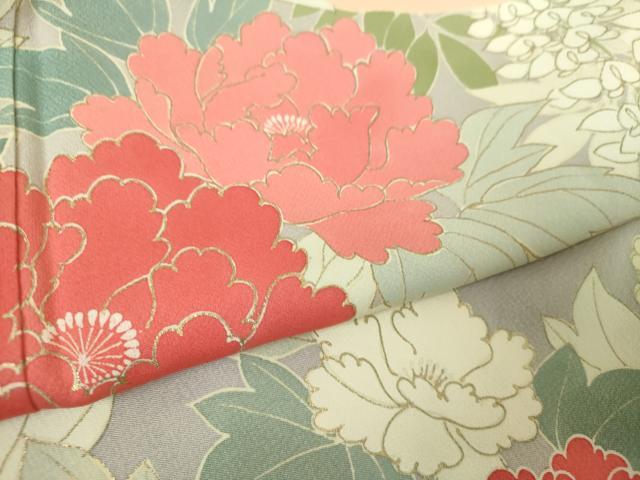 平和屋着物●訪問着　草花文　金彩　正絹　逸品　DAAQ3208ps