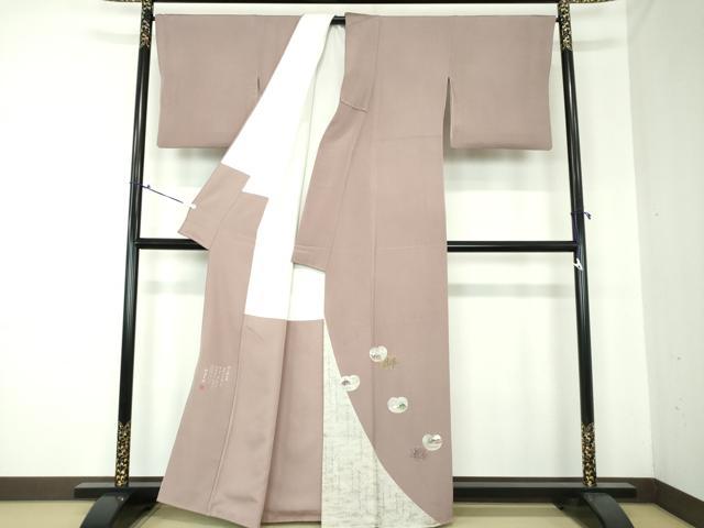 平和屋着物●松尾光琳　色留訪問着　刺繍　源氏歌仙図　銀彩　正絹　逸品　DAAQ3253ps