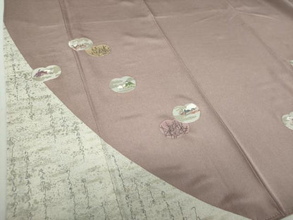 平和屋着物●松尾光琳　色留訪問着　刺繍　源氏歌仙図　銀彩　正絹　逸品　DAAQ3253ps