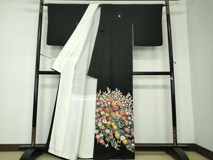 平和屋着物●中国三大刺繍 蘇州刺繍 総刺繍 黒留袖 花鳥文 正絹 逸品 DAAQ3255ps