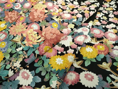 平和屋着物●中国三大刺繍 蘇州刺繍 総刺繍 黒留袖 花鳥文 正絹 逸品 DAAQ3255ps