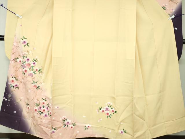 平和屋着物●豪華振袖 駒刺繍 舞桜 暈し染め 金糸 鈴乃屋扱い 正絹 逸品 DAAQ3256ps