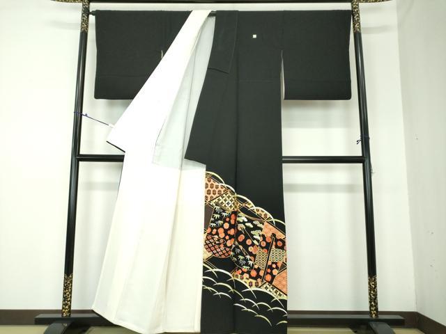平和屋着物●豪華黒留袖 総刺繍 松竹梅 冊子花文 金糸 正絹 逸品 DAAQ3265ps