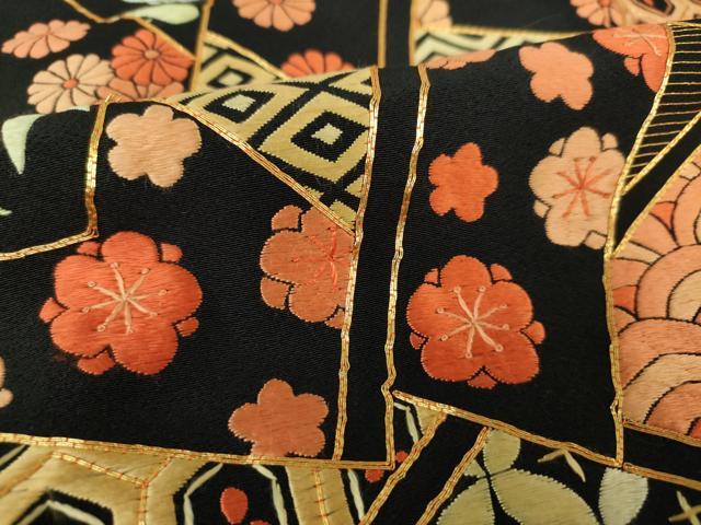 平和屋着物●豪華黒留袖 総刺繍 松竹梅 冊子花文 金糸 正絹 逸品 DAAQ3265ps