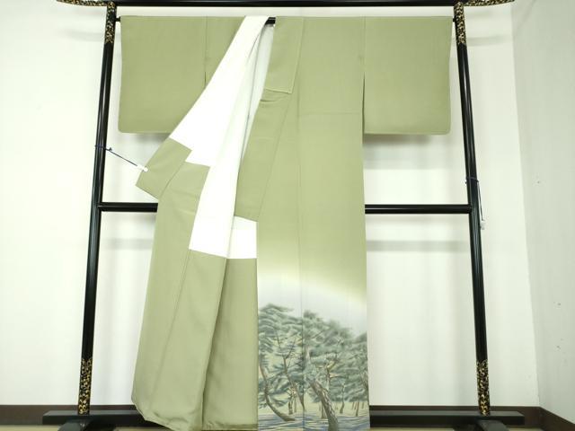 平和屋着物●染色作家 寺島利男 色留訪問着 手描き 松原 暈し染め 正絹 逸品 未使用 DAAQ3267ps