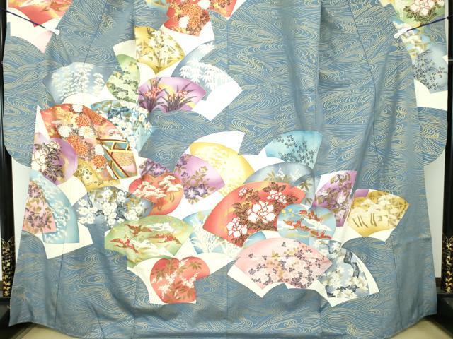 平和屋着物●豪華振袖 駒刺繍 地紙飛鶴花文 金彩 正絹 逸品 DAAQ3274ps