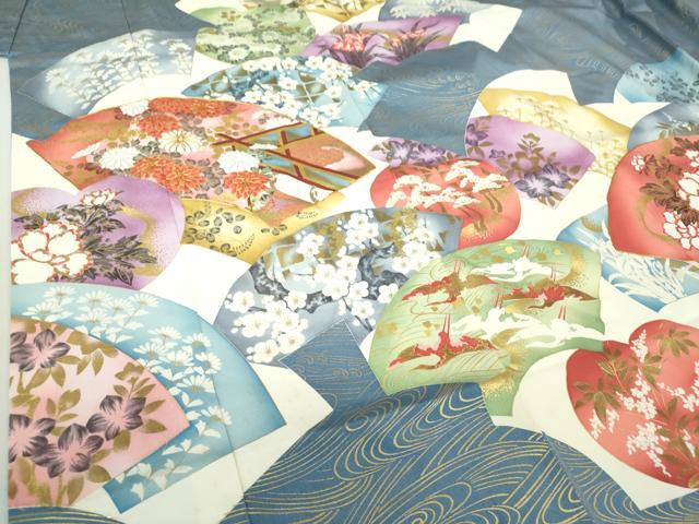 平和屋着物●豪華振袖 駒刺繍 地紙飛鶴花文 金彩 正絹 逸品 DAAQ3274ps