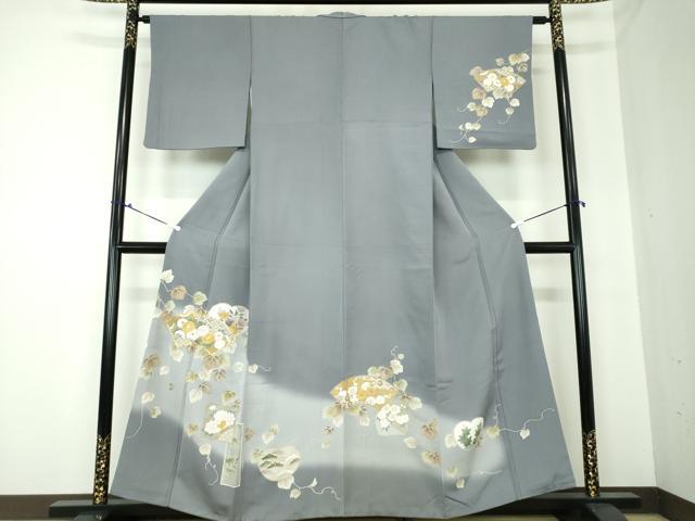 平和屋着物●中国三大刺繍 相良刺繍 訪問着 黄金繭 駒刺繍 地紙花文 暈し染め 金彩 正絹 逸品 DAAQ3280ps