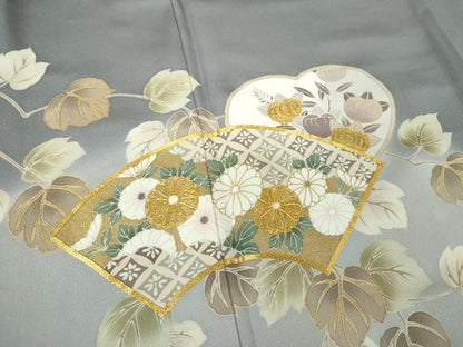 平和屋着物●中国三大刺繍 相良刺繍 訪問着 黄金繭 駒刺繍 地紙花文 暈し染め 金彩 正絹 逸品 DAAQ3280ps