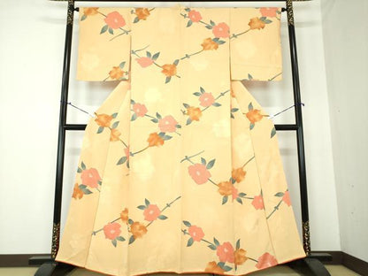 平和屋着物●上質な小紋 絞り 地紋起こし 枝花文 正絹 逸品 DAAQ3281ps
