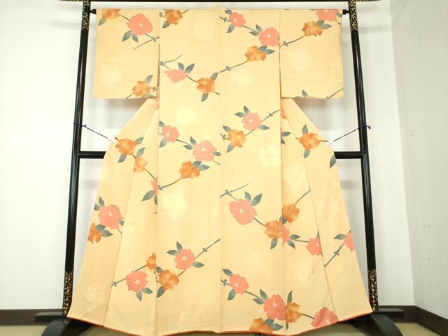 平和屋着物●上質な小紋 絞り 地紋起こし 枝花文 正絹 逸品 DAAQ3281ps
