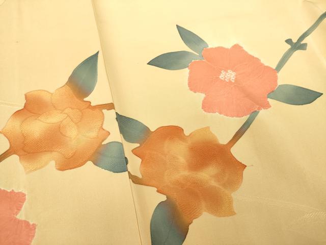 平和屋着物●上質な小紋 絞り 地紋起こし 枝花文 正絹 逸品 DAAQ3281ps