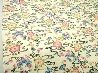 平和屋着物●上質な小紋 型染 流水花文 正絹 逸品 DAAQ3282ps
