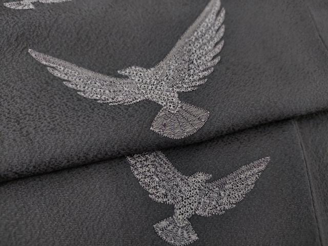 平和屋着物●染色作家 斉藤三才 中国三大刺繍 スワトウ刺繍 汕頭刺繍 総刺繍 訪問着 三才鳥 正絹 逸品 DAAQ3289ps