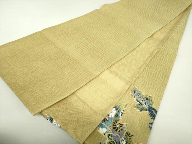 平和屋着物▽太鼓柄袋帯 スリーシーズン帯 春 夏 秋 駒刺繍 総刺繍 櫛織り 草花文 金糸 正絹 逸品 DAAQ3304ps