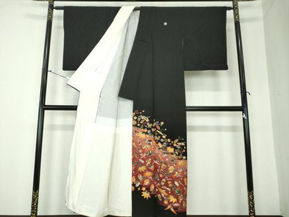 平和屋着物●中国三大刺繍 スワトウ相良刺繍 汕頭相良刺繍 総刺繍 黒留袖 作家物 宝尽くし花文 暈し染め 金糸 逸品 DAAQ3307ps