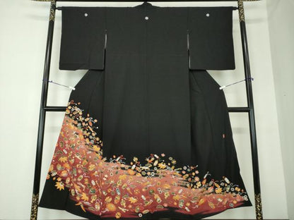 平和屋着物●中国三大刺繍 スワトウ相良刺繍 汕頭相良刺繍 総刺繍 黒留袖 作家物 宝尽くし花文 暈し染め 金糸 逸品 DAAQ3307ps