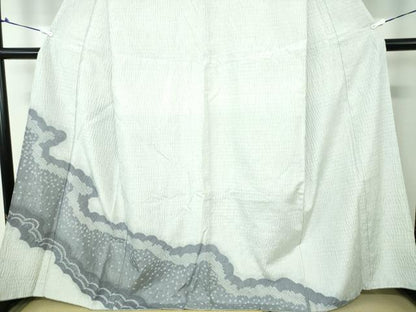 平和屋着物●訪問着 紬地 杢目絞り 雲取り 正絹 逸品 DAAQ3327ps